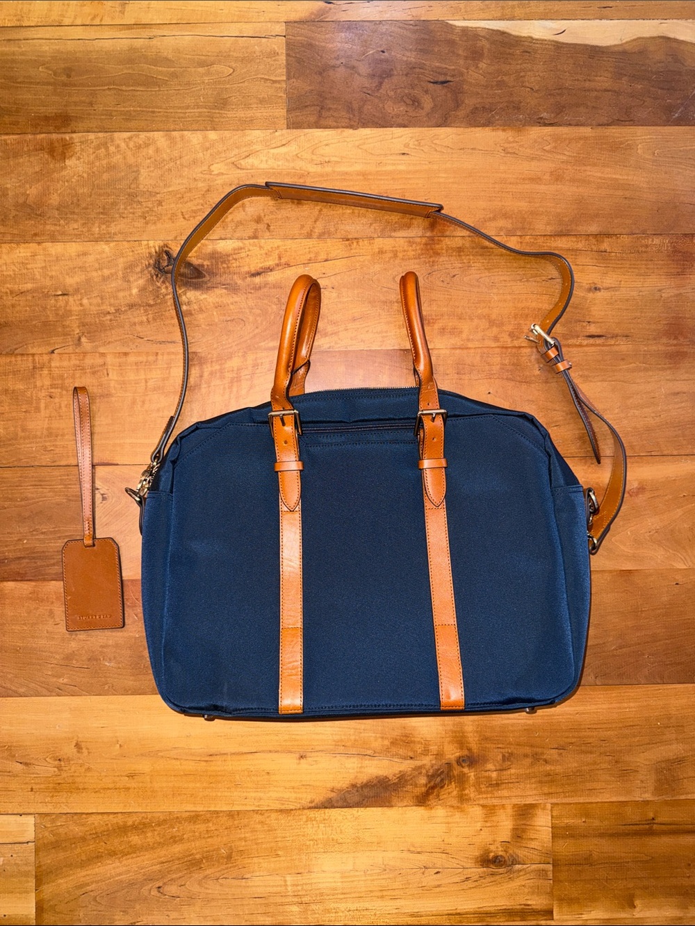 Stuart & Lau Cary Briefcase - Navy & Tan